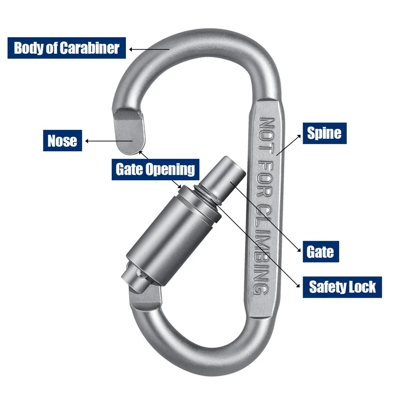 Высокое качество алюминиевый карабин d-кольцо брелок Дорожный комплект туристическое снаряжение альпинистский крюк аксессуары для альпинизма