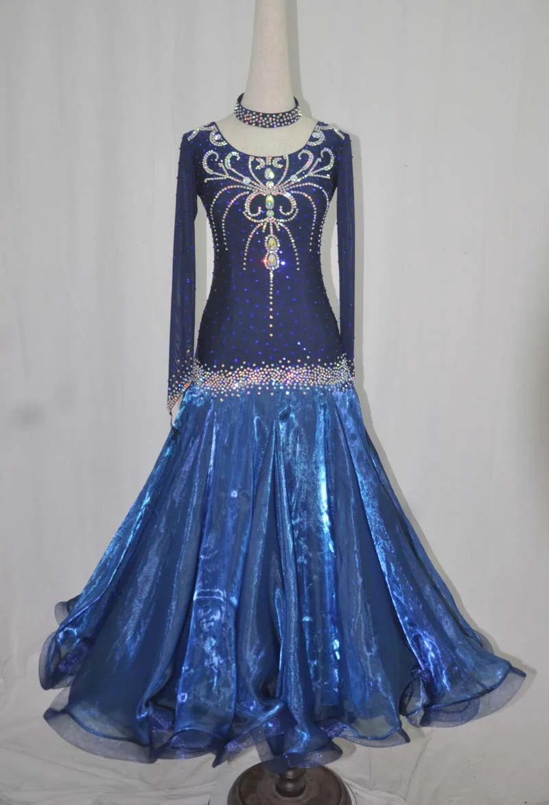 Танцевальный зал состязание танцевальные платья для женщин 2019 новый дизайн стандартный бальный зал танцевальная юбка Королевский синий