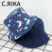 Мужская шляпа-Панама с принтом животных единорога с двух сторон, женская уличная хип-хоп Боба для мальчиков и девочек, летняя хлопковая рыболовная шляпа, Панама, шляпка хараджуку