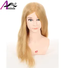 

46CM Golden Blonde Hair Styling Dolls Heads Hairdressing Mannequin Head With 100%Real Human Hair Dummy For Hairstyles