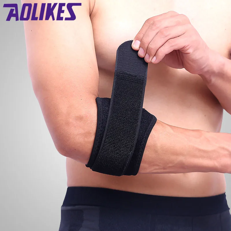 

AOLIKES 1Pcs Adjustbale Tennis Elbow Support Guard Pads Golfer's Strap Elbow Lateral Pain Syndrome Epicondylitis Brace