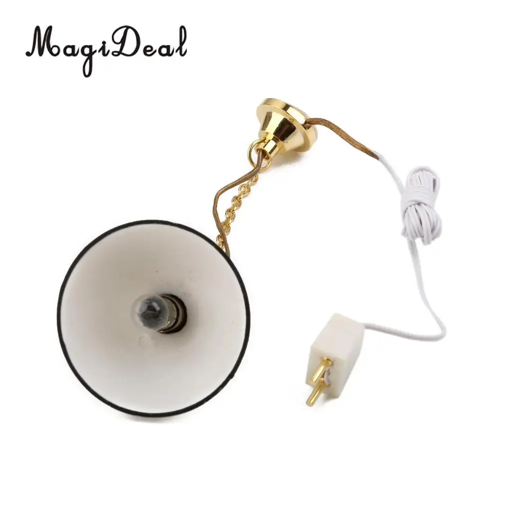 MagiDeal 1Pc 1/12 Dollhouse Miniature Furniture 12V Ceiling Lamp Light for Bedroom Livingroom Bathroom Lovely Decor Golden Acce
