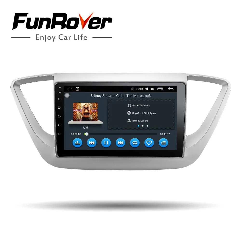 Cheap Funrover 9" 2 din Car DVD multimedia gps radio tape recoder Player For Hyundai solaris verna accent 2017-18 Navigation WIFI  rds 3