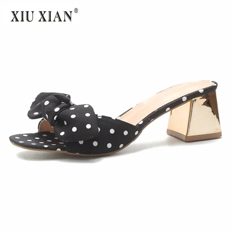 red polka dot slippers