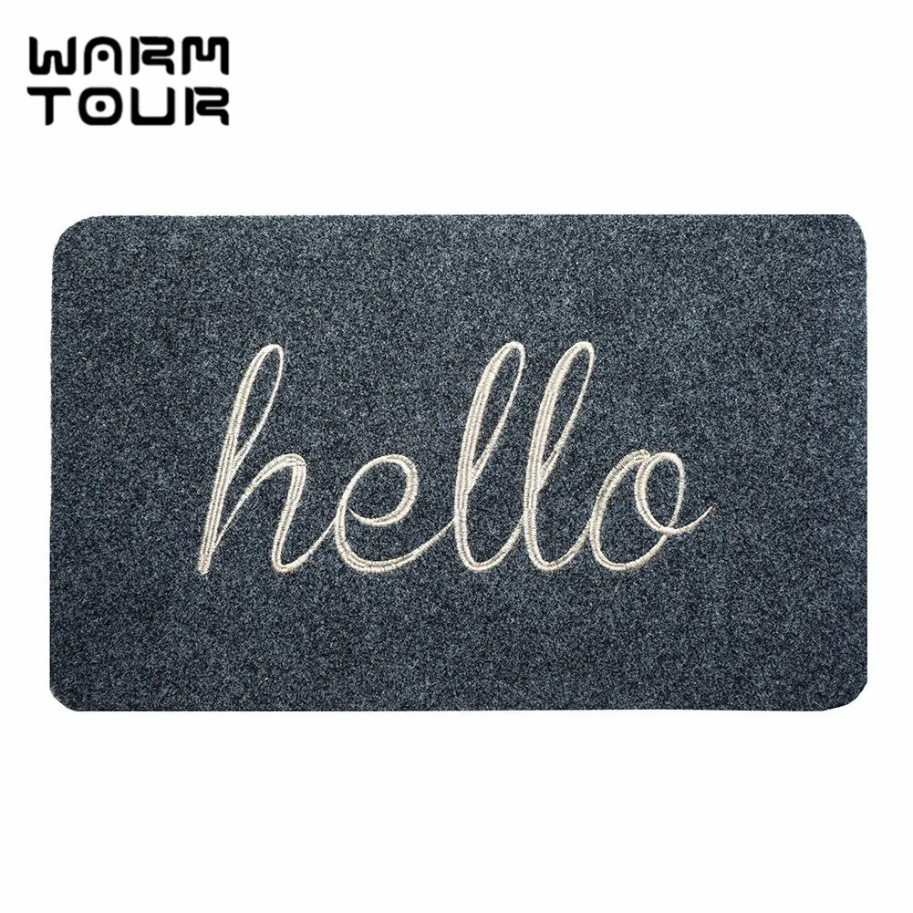 WARM TOUR Entry Way Door Mats with Funny Quotes Hello Non slip Doormat
