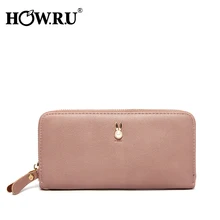 HOWRU Long Zipper Wristband Clutch Wallet Female Soft Leather Large Capacity Women s Wallets and Purses
