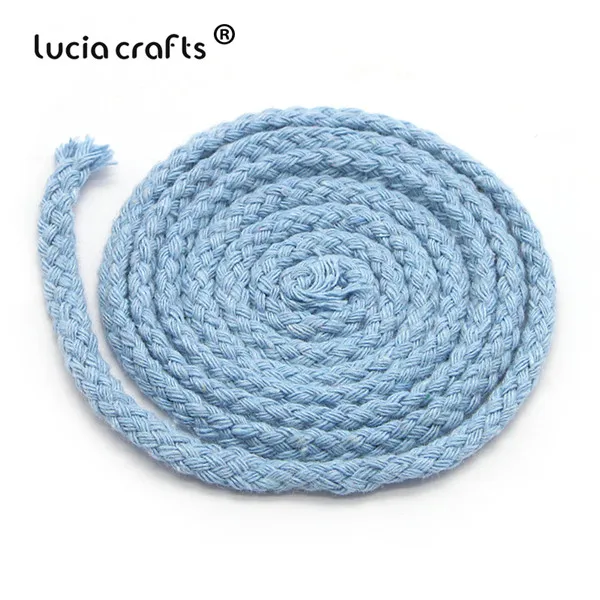 Lucia crafts, 5 м/22 м, разноцветные хлопковые шнуры, плетеная веревка, декоративный шнурок, шнурок, DIY, аксессуары для дома ручной работы W0210 - Цвет: C13 Sky blue  5m