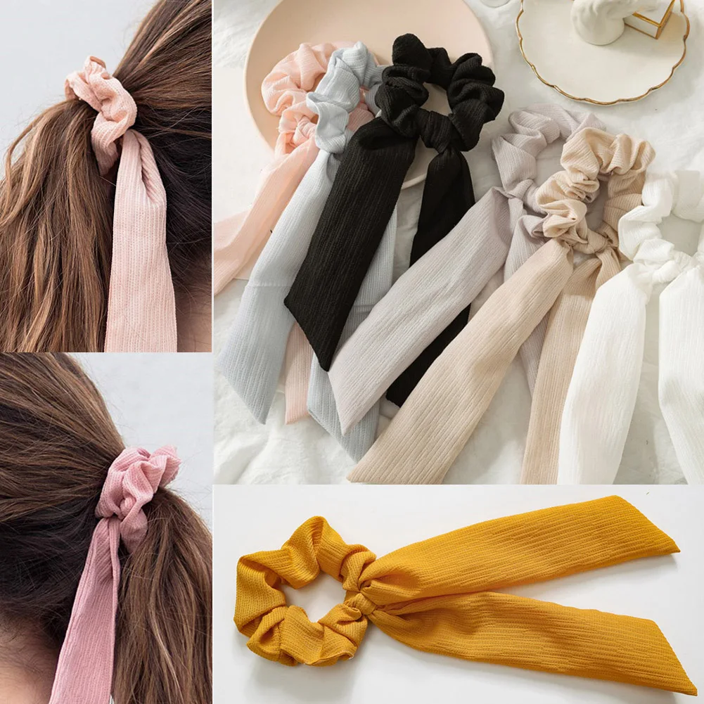 Fashion Floral Print Scrunchies Solid Color Hair Ribbon For Women Ponytail  Scarf Satin Silk Elastic Hair Bands Hair Accessories: Buy Online At Best  Prices In Pakistan | Women Girls Hair Scrunchie Solid