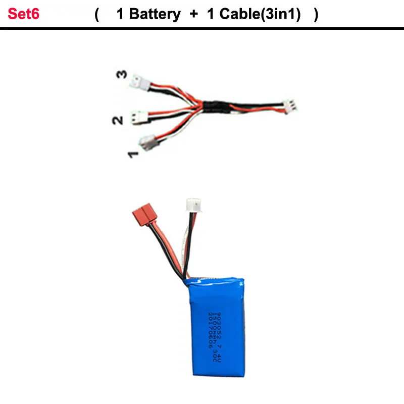 Высокое качество 7,4 В 1500 мАч 2S Lipo Батарея для WLtoys A959-B A969-B A979-B K929B RC пустыня Грузовик Авто Запчасти для запасных Запчасти зарядное устройство - Цвет: Set6