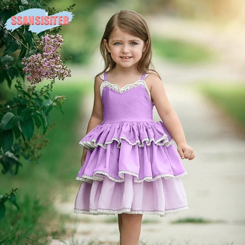 Baby Girls Cake Dress Gradient Color Sleeveless Kids Clothes Wedding