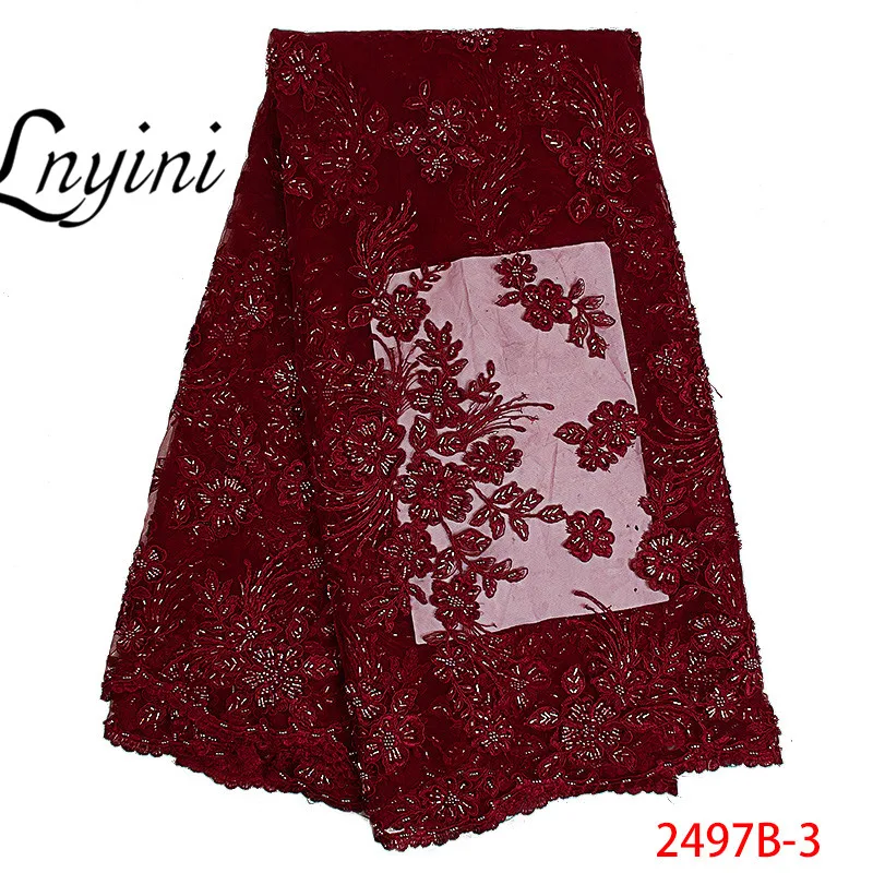 Latest French Nigerian Handmade Of Laces With Beads African Lace Fabric 2019 High Quality Tulle Material L2497B-1 | Дом и сад