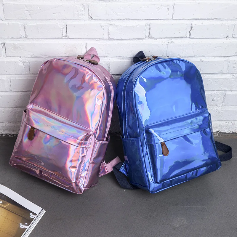 

2019 New Fashion Mirror Reflective Laser Backpack Personality Solid Zipper School Bag Multicolor Large Capacity Party Backpack