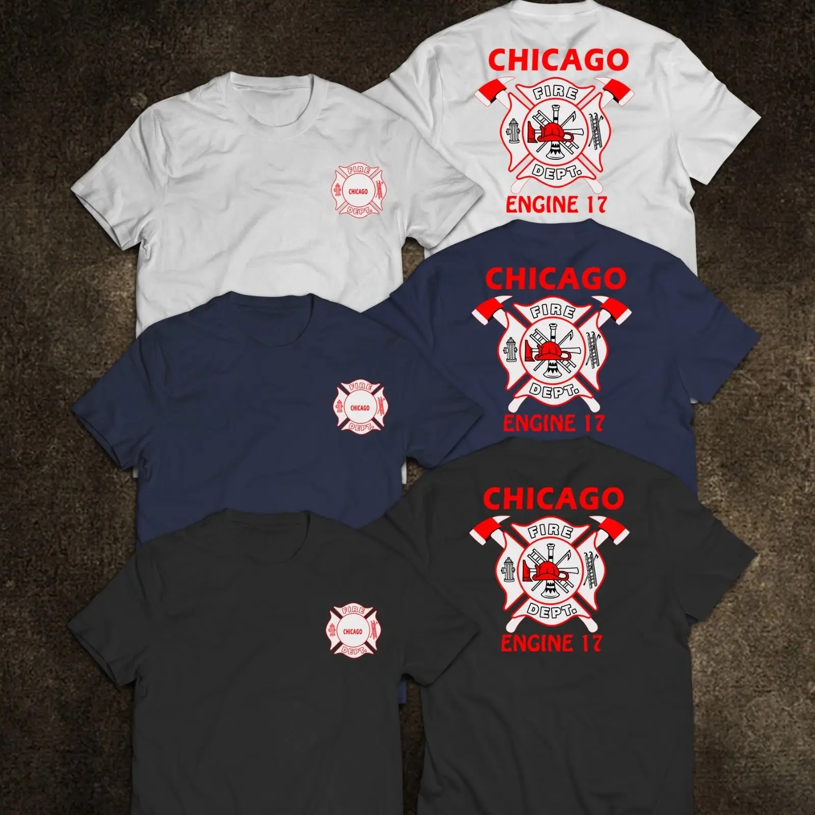 

Chicago Engine 17 Firefighter Fire Department Rare Firearmen US T-Shirt