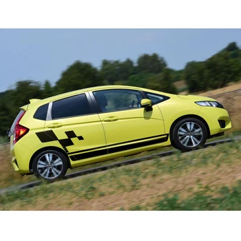 

car sticker 2 Pcs racing grid styling side door stripe graphic vinyl Car accessories decals custom decals for Honda fit 2014 on