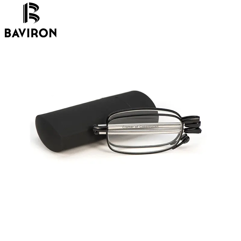 

BAVIRON Stainless Steel Foldable Reading Glasses Unisex Retractable Antenna Legs Glasses Easy To Carry Myopia Optical B002LH