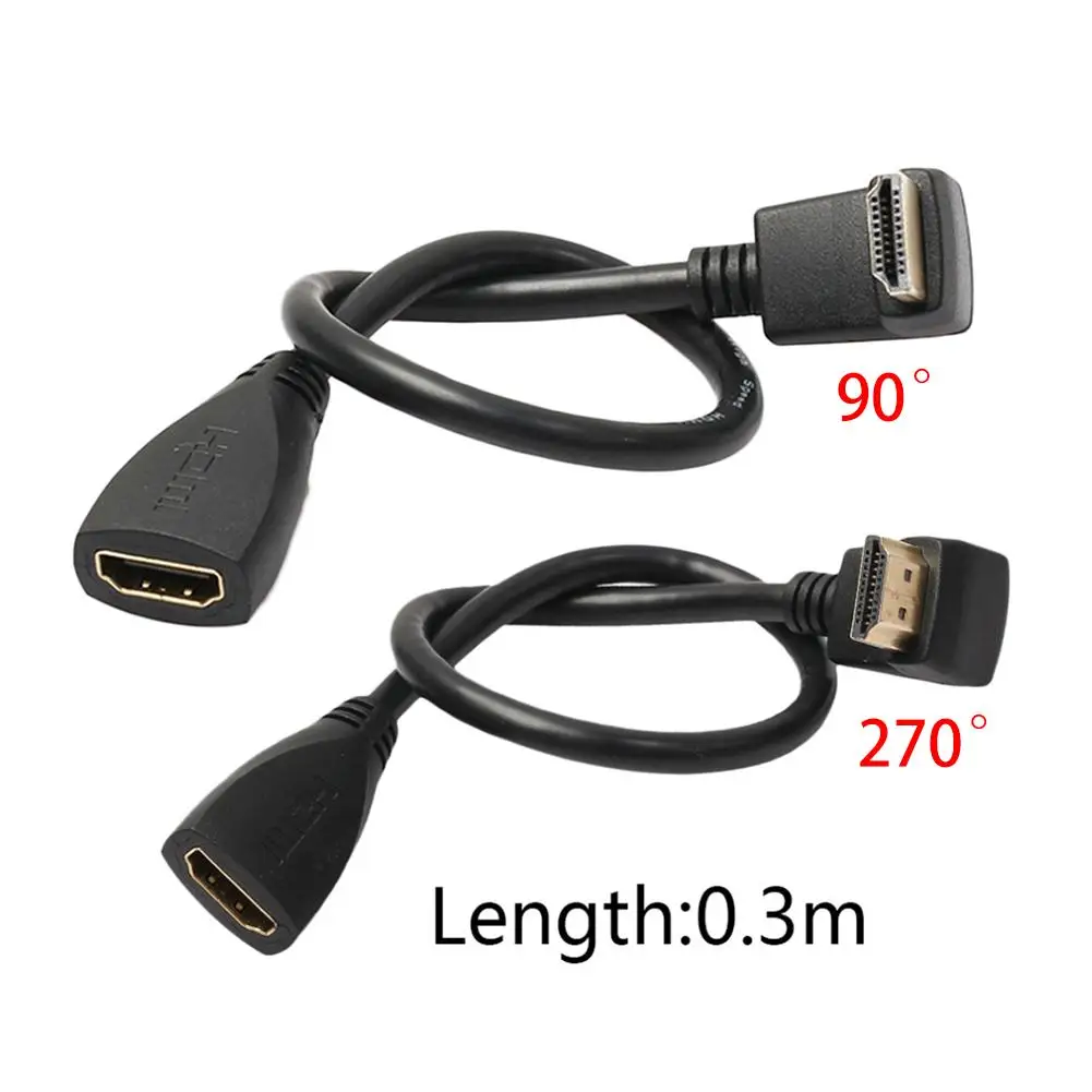 4 K под прямым углом 90 градусов + 270 градусов hdmi-кабель HDMI к HDMI адаптер конвертеров HD 3D мм, удлиняющий кабель, для ТВ PC проектор PS3 PS4