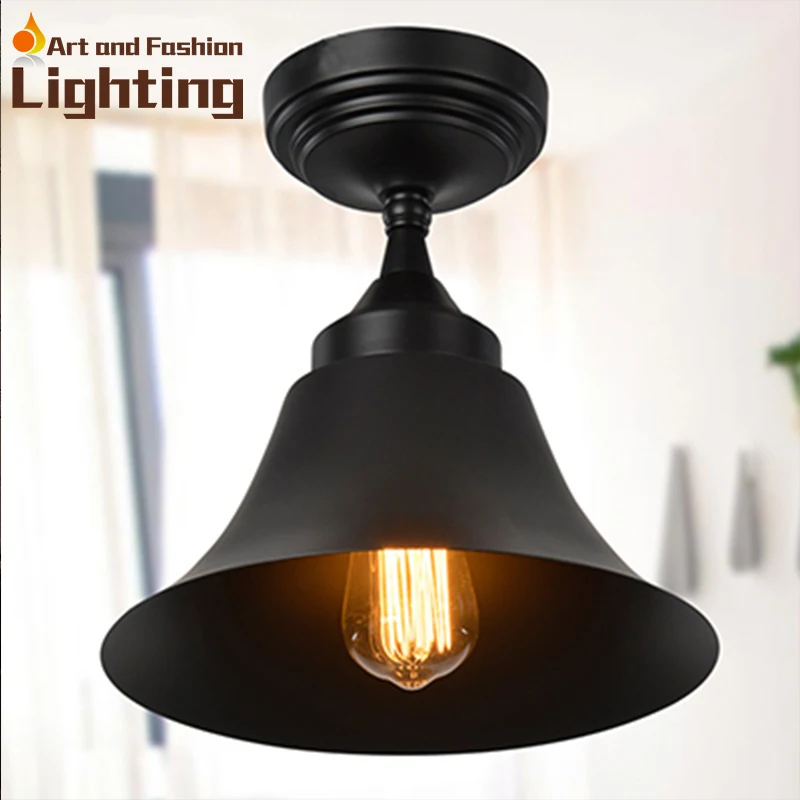 Retro Matte Black Iron Ceiling Light American Industrial Iron Lightsin Ceiling Lights from