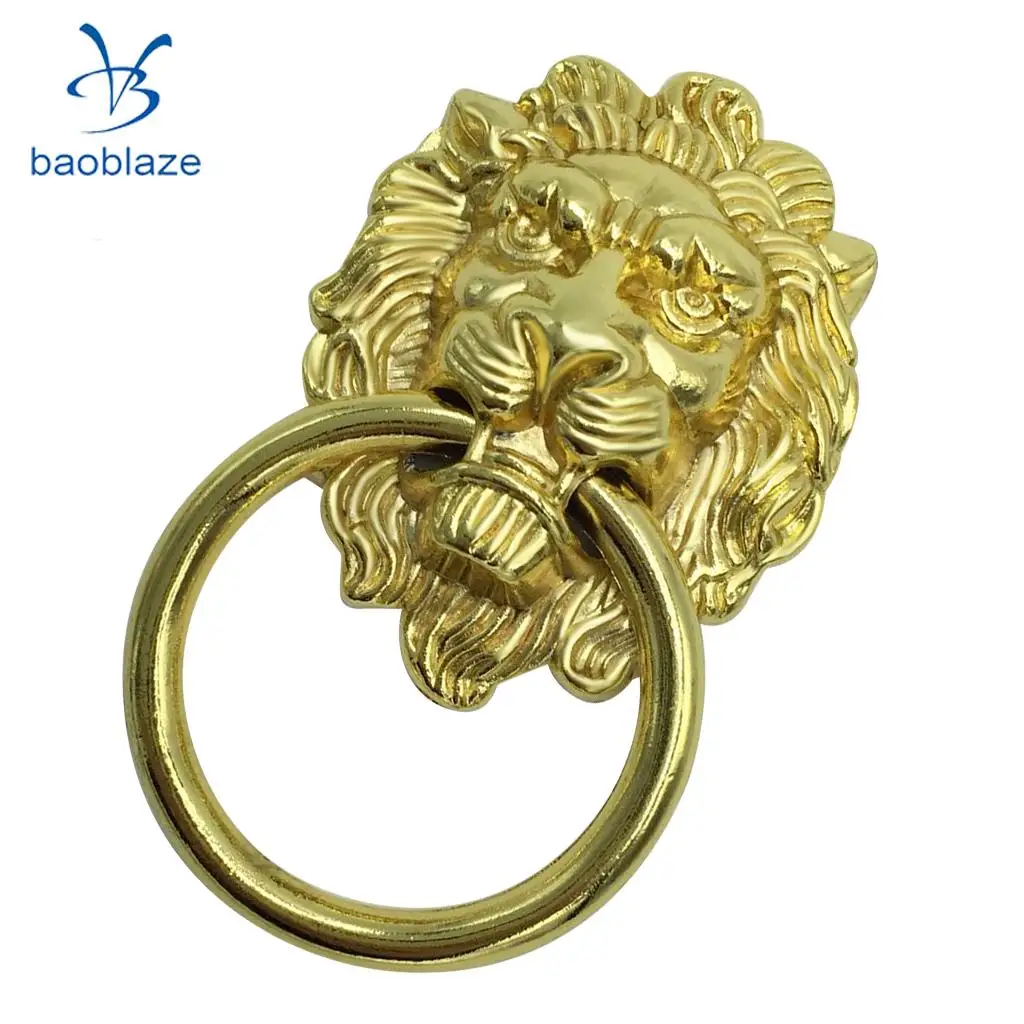 PACK 2PCS Lion Head Design Door Cabinet Handles Drawer Cupboard Wardrobe Pull Ring