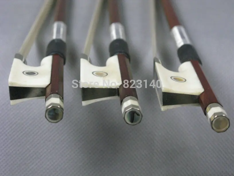 

3 PCs Brazil wood Violin bow with OX hornfrog 4/4 white stallion horse tail hair