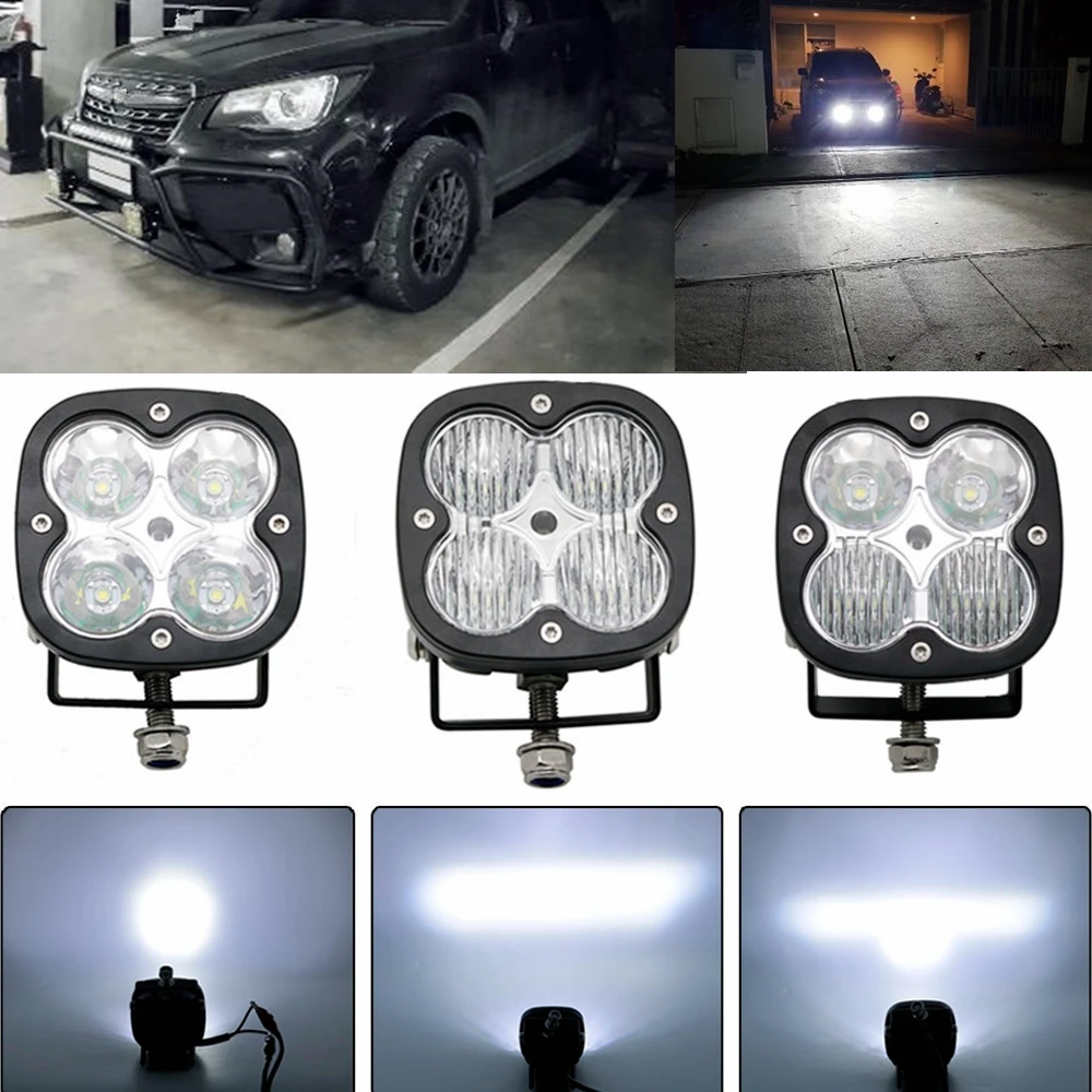 2 Mini LED Driving Lamp Work Light 2 Inch Spotlight Floodlight With Yellow Cover LED Driving Light Bar Offroad Car Truck  (49)