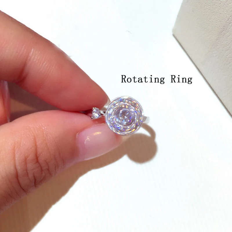 

Charmwin New Fashion Rotating Ring For Women Adjustable Rings Trend Large Cubic Zirconia Open Rings Women