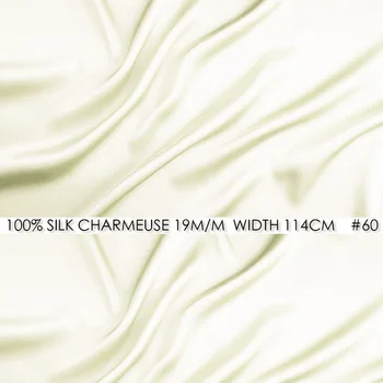 

SILK CHARMEUSE SATIN 114cm width 19mm/100%Pure Silk Fabric to Sew Wedding Decoration/Party Ribbon/Pillow Cover-NO60 Milk White