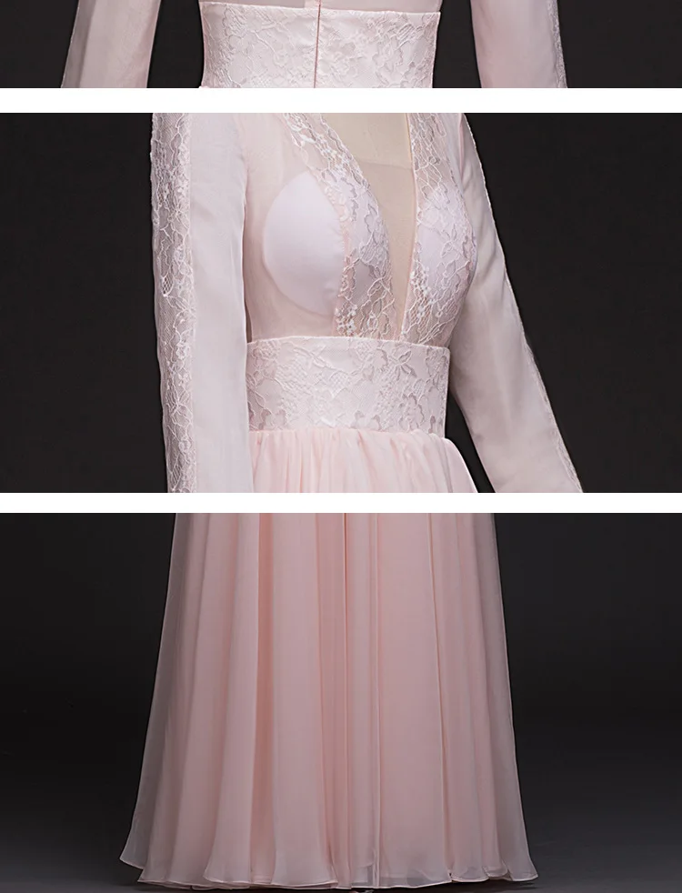 Robe de fete adultes2018 новый кружевной длинный рукав a Line см розовое платье подружки невесты Длинные Сексуальные vestedido madrinha