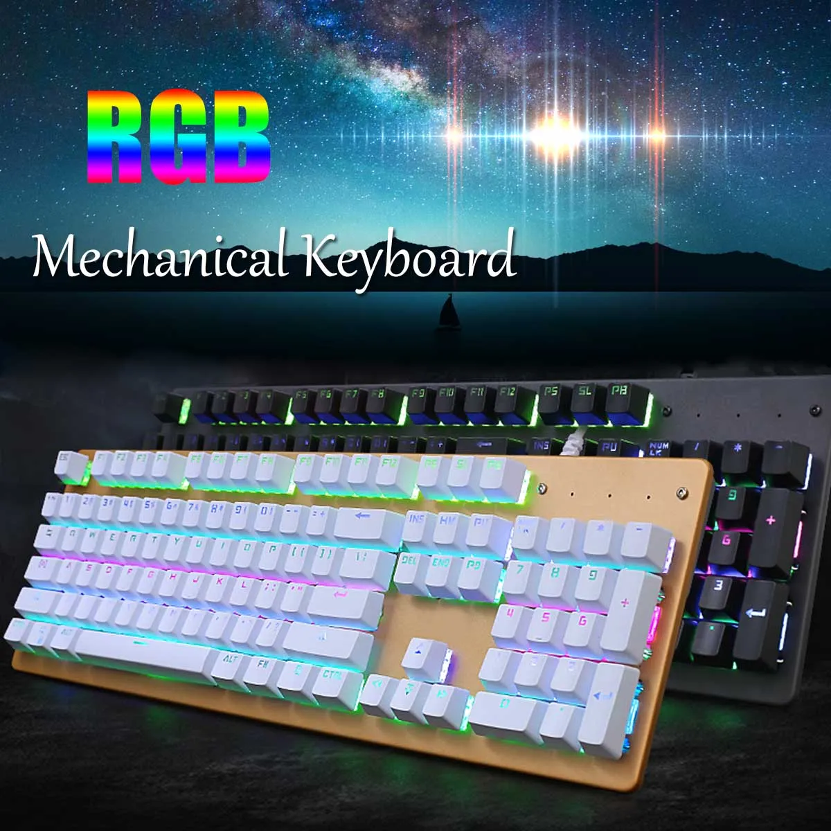 

Professional 104 Keys RGB Gaming USB Wired Mechanical Keyboard Blacklight Switch LED Backlit Anti-Ghosting for PC Computer Game
