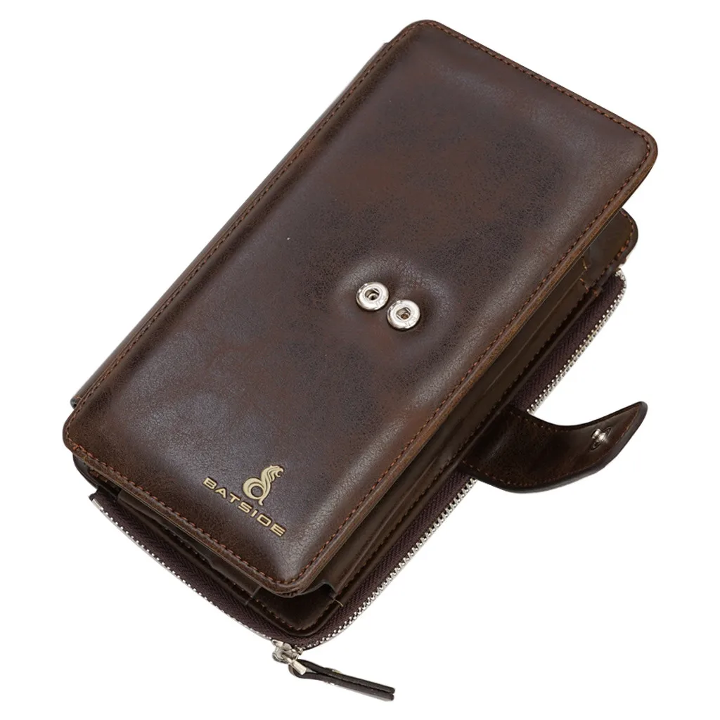 

MOLAVE Wallets & Holders solid male wallet fashion Men Long Mobile Phone Bag Business Money Clip Zipper Clutch Retro purse 9408