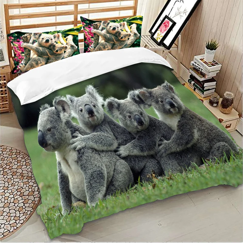 Wongsbedding Australian Koala Bear Bedding Set Animal Duvet Cover Set