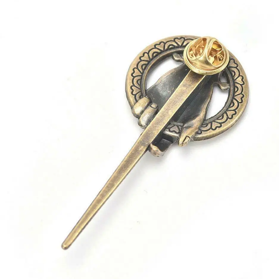 1pc Hot Sale Inspired Alloy Pin Brooch Bronze for Game of Thrones Vintage Pewter Bronze Hand of the King Brooch Pin Unisex - Цвет: A