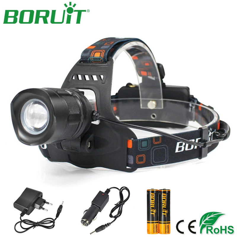 US $11.99 BORUiT Zoomable L2 LED Headlamp Flashlight Portable Rechargeable Headlight Waterproof Camping Hunting Head Torch Light 18650