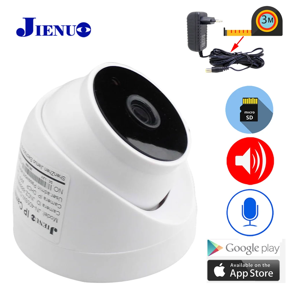 JIenuo IP Камера Wi-Fi, 1080P 960 двухсторонней голосовой 3 метра Мощность адаптер купола CCTV камеры видеонаблюдения Беспроводной аудио Onvif HD IPC