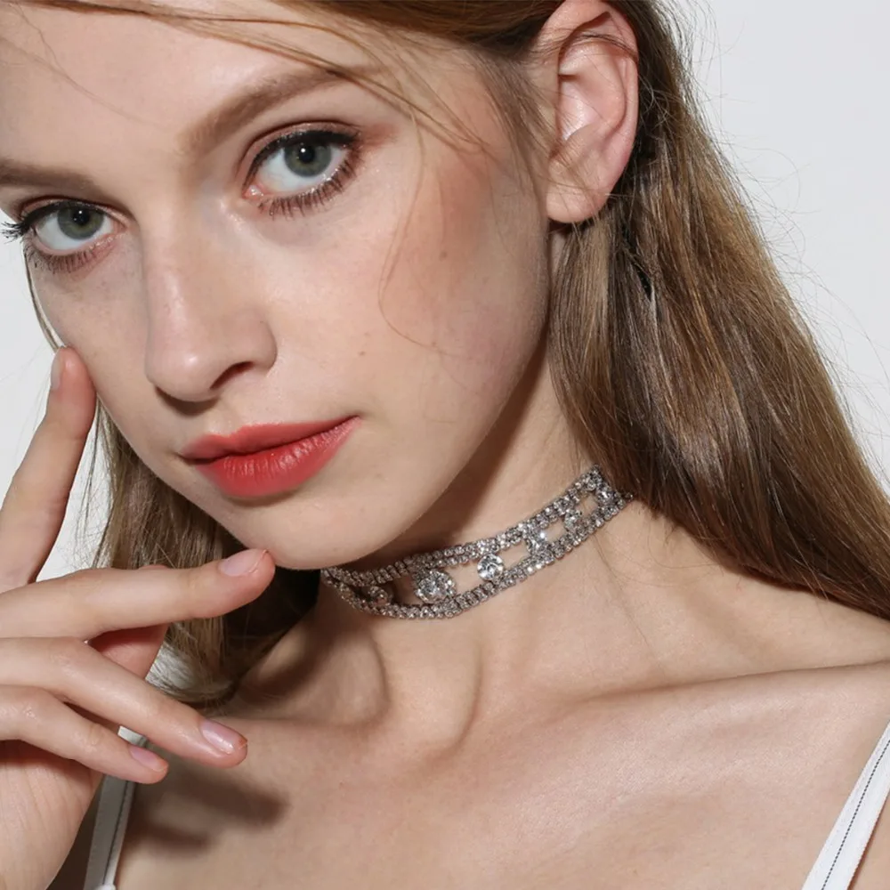 Красивые прозрачные австрийские стразы, Чокеры для женщин, Короткое ...