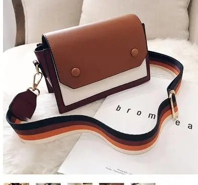 

2018 new fashion casual color retro wild wide shoulder strap shoulder slung small square bag.