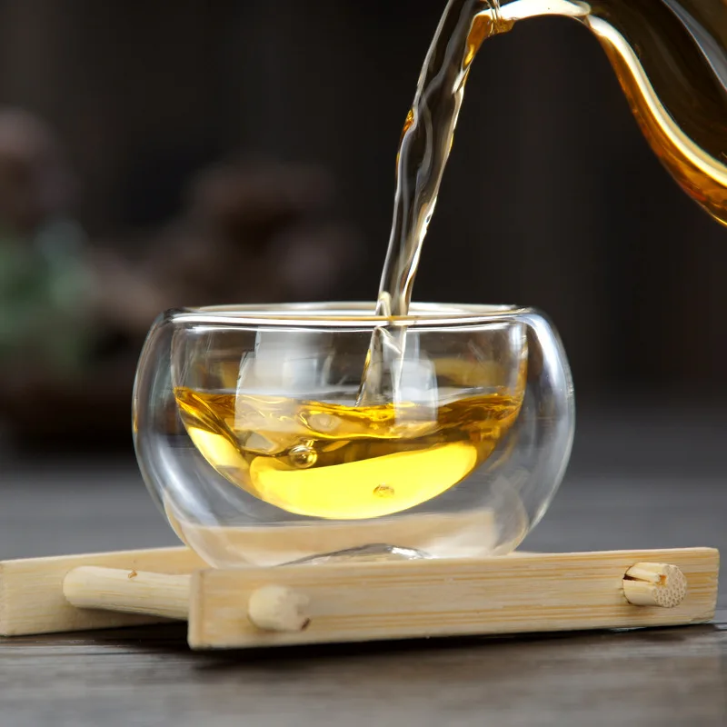 

Heat-resistant double-layer glass vacuum tea cup