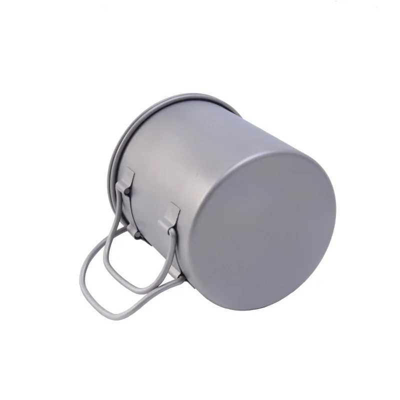 0.75L titanio al aire libre olla de titanio taza de agua con tapa y mango plegable Camping olla ollas Picnic cuelgue olla