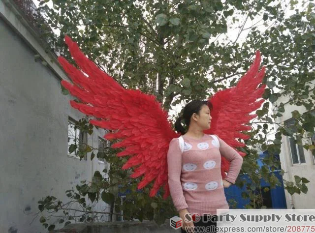 Костюм для косплея высокого качества для взрослых с красными крыльями ангела Свадебные украшения для бара фотография Реквизит полностью ручной работы