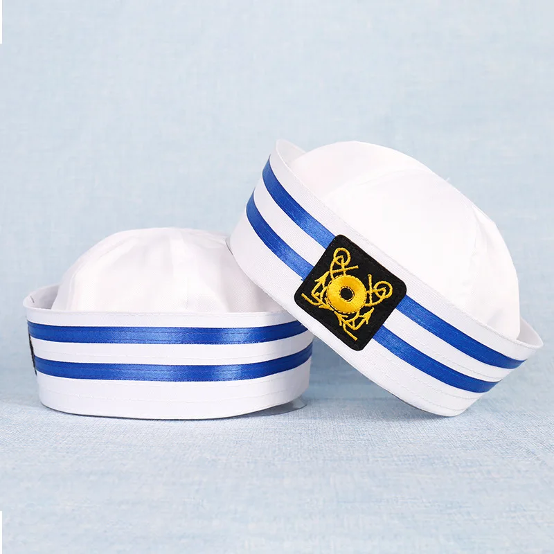 Военные шапки, Белая Шляпа капитана моряка, морские шапки с якорем, армейские шапки для мужчин и женщин, Детские причудливые шапки для косплея, аксессуары