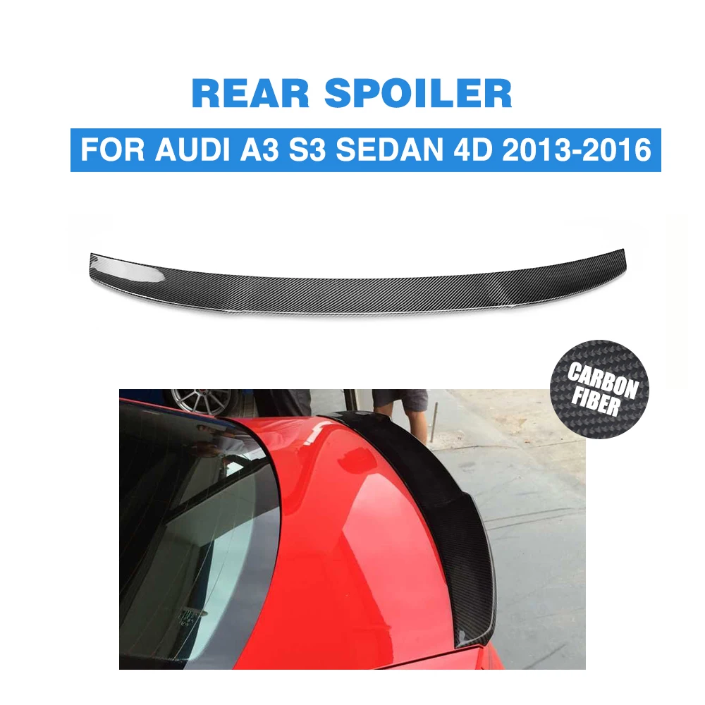 

Carbon Fiber Rear Trunk Soiler Boot Lip Wing or Audi A3 S3 8V sedan 2013 - 2016 Auto Rear Spoiler Car Sticker FRP Unpainted