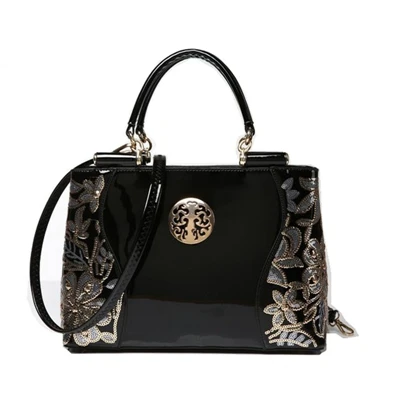Сумки для Для женщин из лакированной pu искусственной кожи сумки bolsa feminina сумка Роскошные Tote сцепления блестками фирменный дизайн Для женщин сумка - Цвет: Black