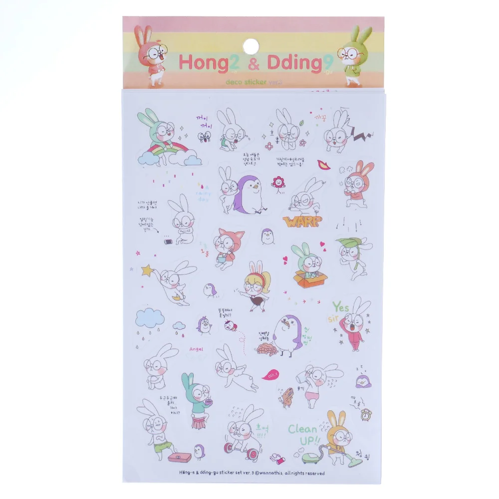 6 листов kawaii забавные наклейки кролик питомец наклейка для детей животные маленькая наклейка Дневник Декор мультяшная наклейка Канцелярский набор