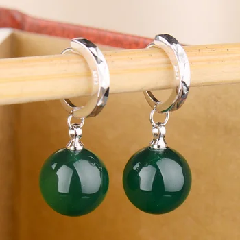 

25mm girls 925 Silver High quality natural semi-precious stones Earrings Fashion female classical imitation ornaments earrings