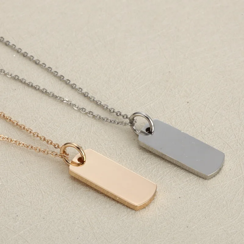 

DIY Jewelry Necklace Blank Rectangular Bar Pendant for Engraved Stainless Steel Women Necklaces 8*20mm Thick 1.5mm 5pcs