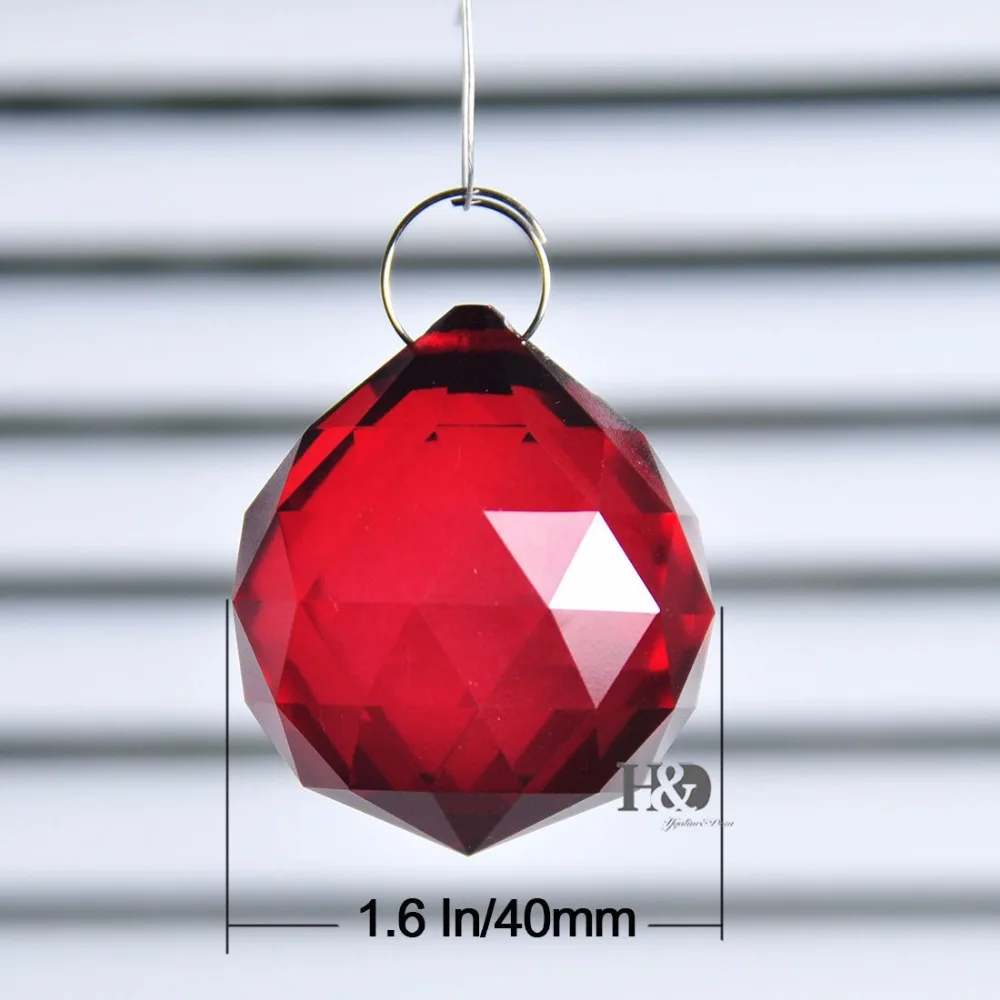 H& D красный 40 мм Хрустальный граненый шар подвеска Стеклянная Люстра хрустальные детали подвесное освещение шар солнцезащитный шар свадебное украшение для дома