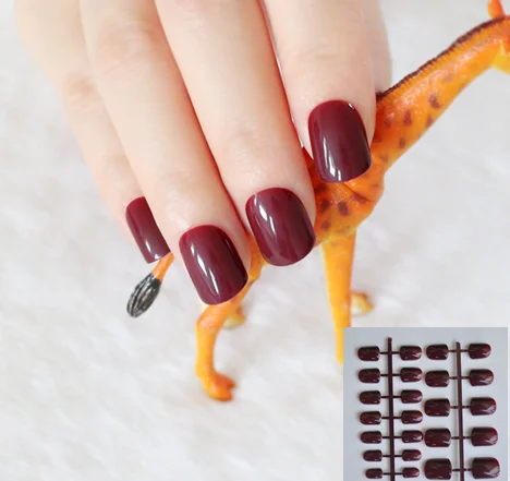 

Square Nail False Nail Candy Maroon Red Tips For Finger Nails Acrylic Nail DIY Salon Product P83