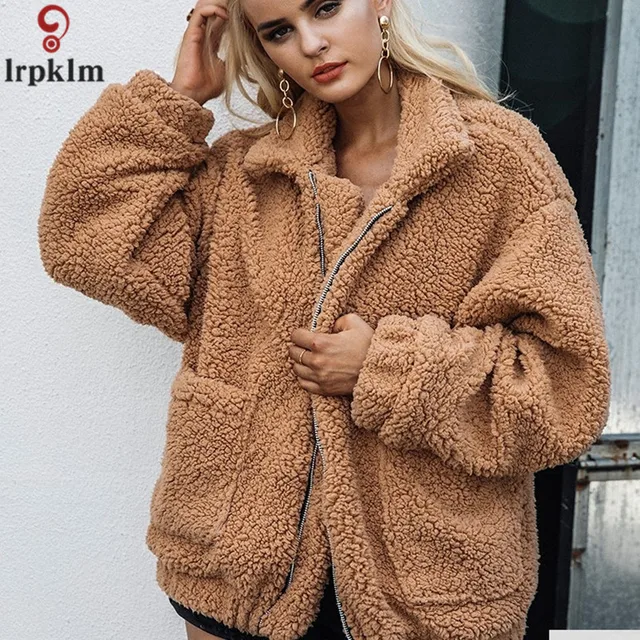 Women's Artificial Fur Coat Sheep Wool Jacket Winter Short Coat For