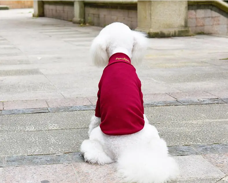 Красный Pet Dog Clothes for Autumn Two Feet Pet Clothing with High Collar Bottoming Shirt Clothes for Small Dog Autumn Clothes for Dog - Цвет: Красный