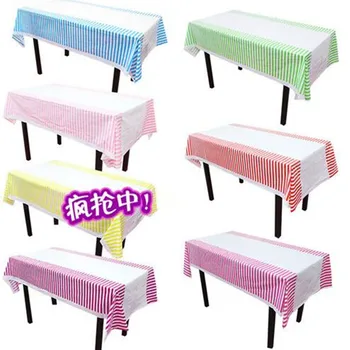 

New Colorful Stripe Disposable Table Cover Table Cloth Rectangular Tablecloth Birthday Party Decoration Wedding