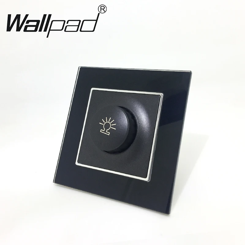EU Light dimmer 600w with Hook Wallpad 110 250v Black Crystal Glass